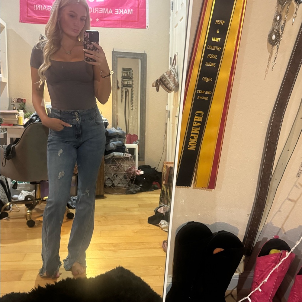 KanCan Blue bootcut Leg Jeans with Vintage Wash